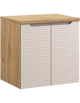Závěsná skříňka pod umyvadlo Luxor Beige I s deskou 60 cm béžová/dub olejovaný