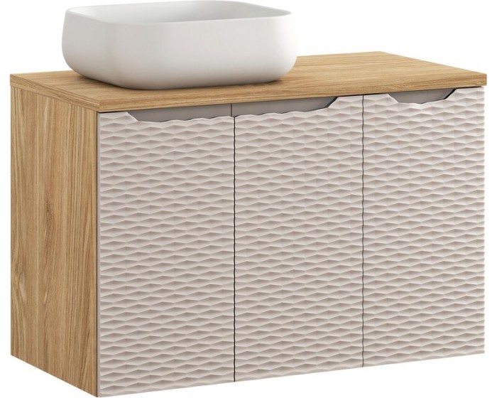 Koupelnová skříňka Ocean Beige s deskou a umyvadlem 90 cm béžová/dub olejovaný