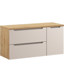 Závěsná skříňka pod umyvadlo Luxor Beige II s deskou 120 cm béžový/dub olejovaný