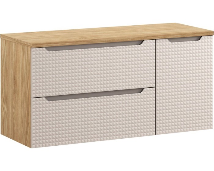 Závěsná skříňka pod umyvadlo Luxor Beige II s deskou 120 cm béžový/dub olejovaný