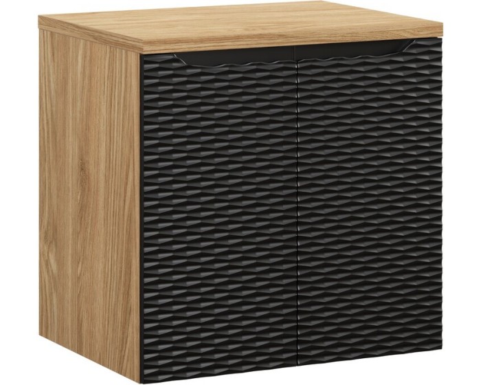 Závěsná skříňka pod umyvadlo Ocean I s deskou 60 cm černá/dub olejovaný