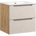 Závěsná skříňka Luxor Beige Sky I se zápustným umyvadlem 60 cm béžová/dub olejovaný