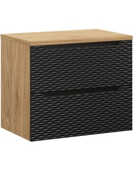 Závěsná skříňka Ocean s deskou 70 cm černá/dub olejovaný