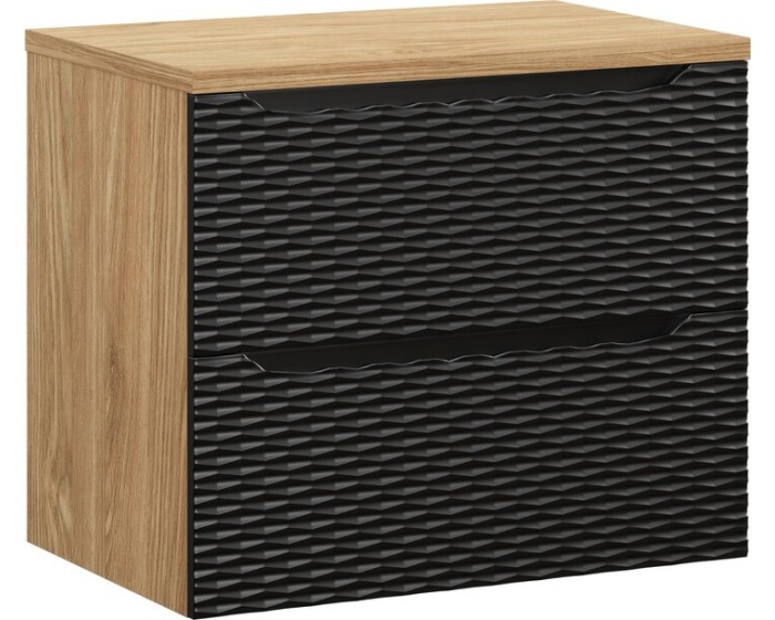 Závěsná skříňka Ocean s deskou 70 cm černá/dub olejovaný