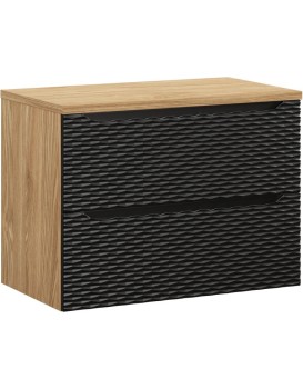 Závěsná umyvadlová skříňka Ocean s deskou 80 cm černá/dub olejovaný