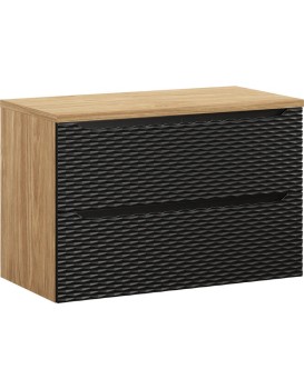 Závěsná skříňka pod umyvadlo Ocean Black s deskou 90 cm černá/dub olejovaný