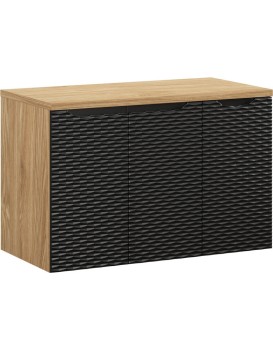 Závěsná skříňka pod umyvadlo Ocean I s deskou 90 cm černá/dub olejovaný