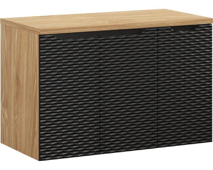 Závěsná skříňka pod umyvadlo Ocean I s deskou 90 cm černá/dub olejovaný