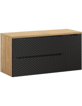 Závěsná skříňka pod umyvadlo Ocean s deskou 120 cm černá/dub olejovaný
