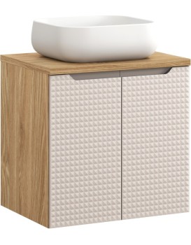 Závěsná skříňka Luxor Beige Nika II s deskou a umyvadlem béžová/dub olejovaný