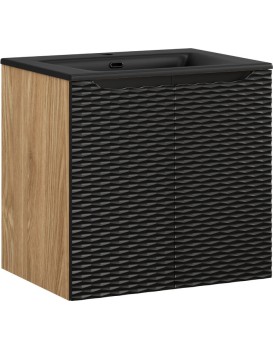 Závěsná skříňka Ocean Sky II se zápustným umyvadlem 60 cm černá/dub olejovaný