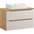 Koupelnová skříňka Ocean Beige II s deskou a umyvadlem 90 cm béžová/dub olejovaný