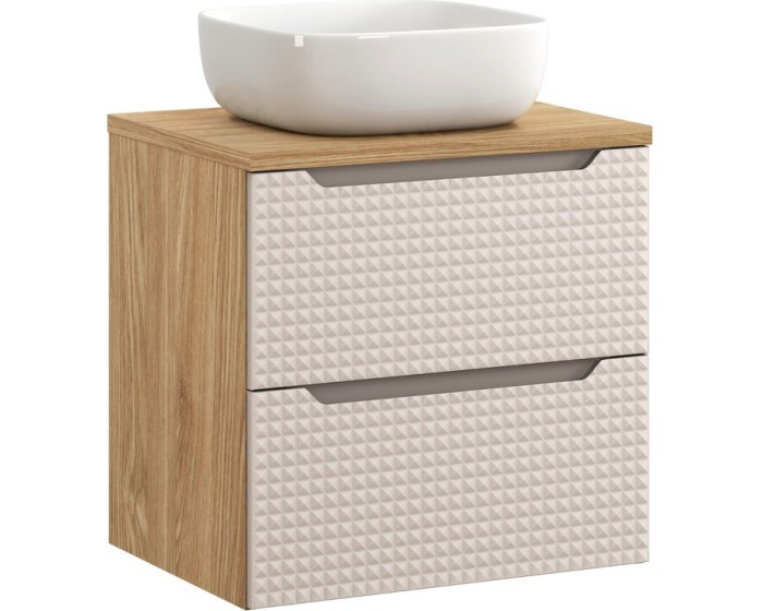 Závěsná skříňka Luxor Beige Smile I s deskou a umyvadlem 60 cm béžová/dub olejovaný