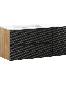 Závěsná skříňka Ocean Go se zápustným umyvadlem 120 cm černá/dub olejovaný