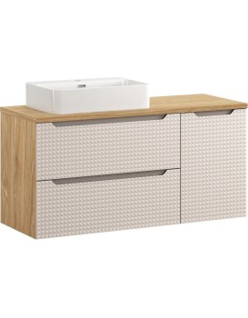 Závěsná skříňka Luxor Beige Trust s deskou a umyvadlem 120 cm černá/dub olejovaný