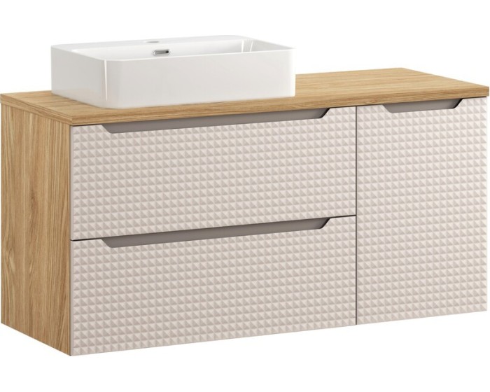 Závěsná skříňka Luxor Beige Trust s deskou a umyvadlem 120 cm černá/dub olejovaný