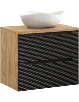 Závěsná skříňka Ocean Cloud I s deskou a umyvadlem 70 cm černá/dub olejovaný