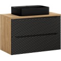 Koupelnová skříňka Ocean II s deskou a umyvadlem 90 cm černá/dub olejovaný