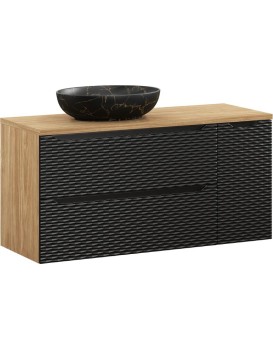 Závěsná skříňka Ocean s umyvadlem 120 cm černá/dub olejovaný