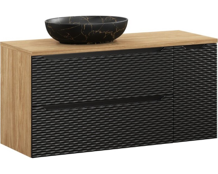 Závěsná skříňka Ocean s umyvadlem 120 cm černá/dub olejovaný