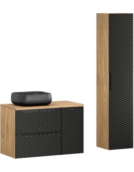 Koupelnová sestava Ocean 90 cm s umyvadlem a skříňkami černá/dub olejovaný