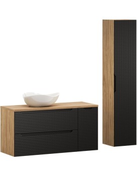 Koupelnová sestava Luxor Black Cloud se skříňkami a umyvadlem 120 cm černá/dub olejovaný