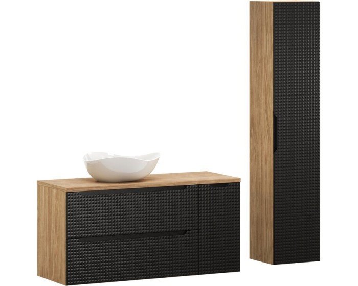 Koupelnová sestava Luxor Black Cloud se skříňkami a umyvadlem 120 cm černá/dub olejovaný