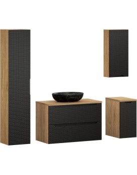 Koupelnová sestava Luxor Black Mona se skříňkami a umyvadlem 90 cm černá/dub olejovaný