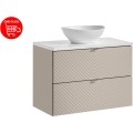 Závěsná skříňka Viva Cashmere s deskou a umyvadlem 80 cm kašmír/bílá