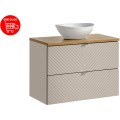 Závěsná skříňka Viva Cashmere s deskou a umyvadlem 80 cm kašmír/dub evoke