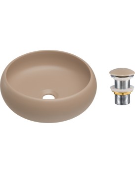 Sada keramického umyvadla s výpustí WIKI 36 cm cappuccino