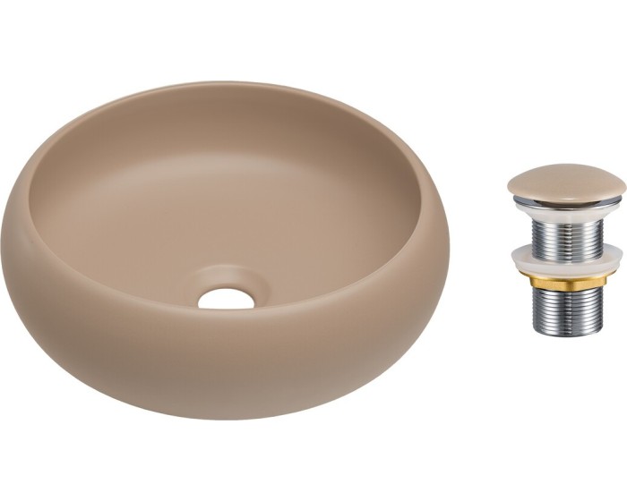 Sada keramického umyvadla s výpustí WIKI 36 cm cappuccino