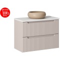 Závěsná skříňka Nova Cashmere II s deskou a umyvadlem 80 cm kašmír/bílá
