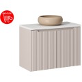 Závěsná skříňka Nova Cashmere I s deskou a umyvadlem 80 cm kašmír/bílá