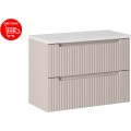 Závěsná skříňka pod umyvadlo Nova Cashmere II s deskou 80 cm kašmír/bílá
