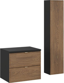 Koupelnová sestava s deskou a skříňkami Talia Casella 60 cm černý mat/dub casella