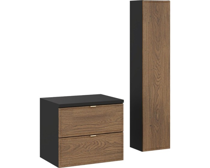 Koupelnová sestava s deskou a skříňkami Talia Casella 60 cm černý mat/dub casella