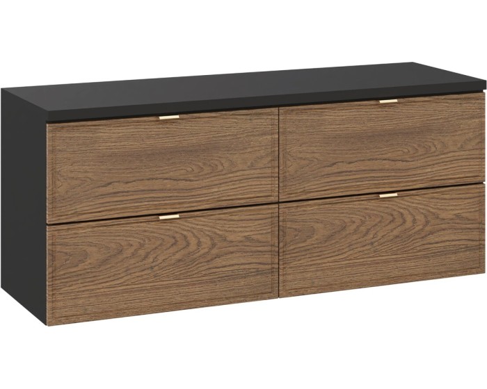 Závěsná skříňka pod umyvadlo Talia Casella s deskou 120 cm černá mat/dub casella