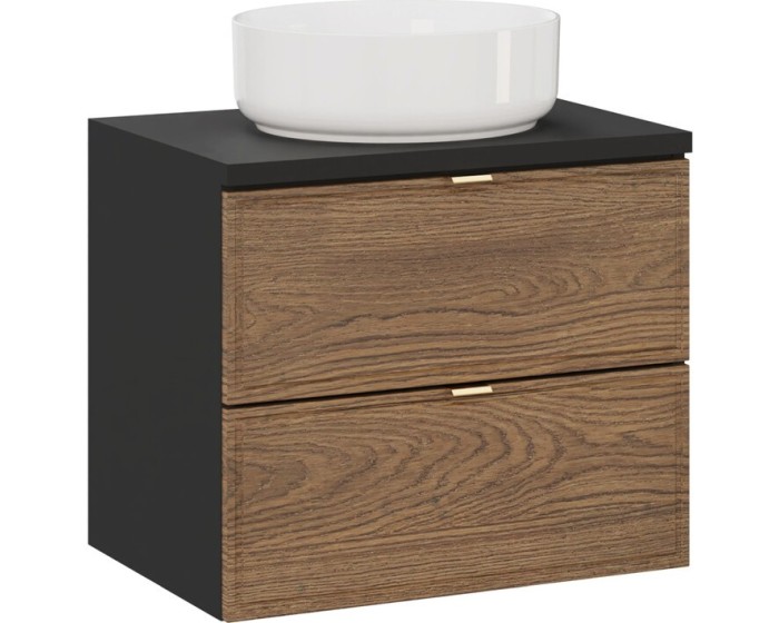 Závěsná skříňka Talia Casella s deskou a umyvadlem 60 cm černý mat/dub casella