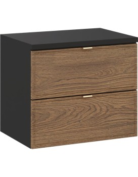Závěsná skříňka pod umyvadlo Talia Casella s deskou 60 cm černý mat/dub casella