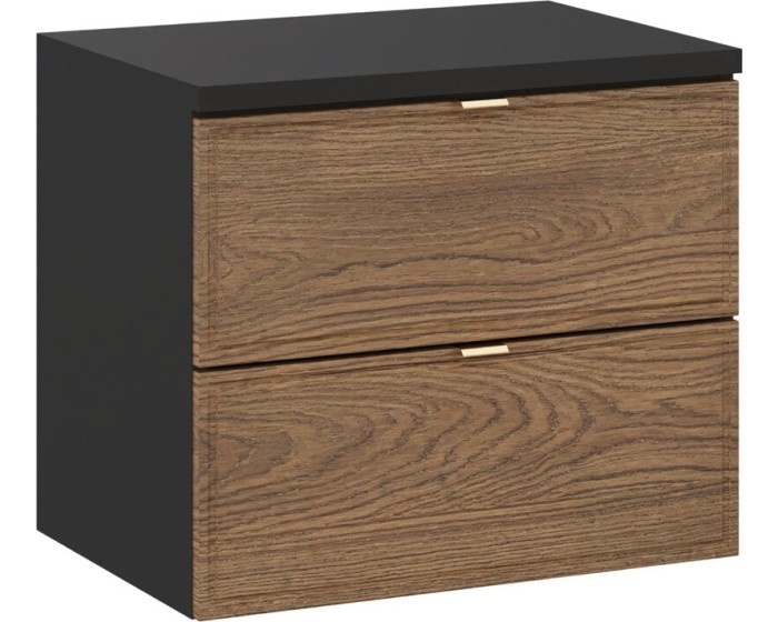 Závěsná skříňka pod umyvadlo Talia Casella s deskou 60 cm černý mat/dub casella