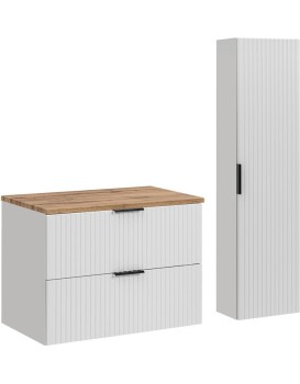 Koupelnová sestava Casad s deskou a skříňkami 80 cm bílá/dub wotan
