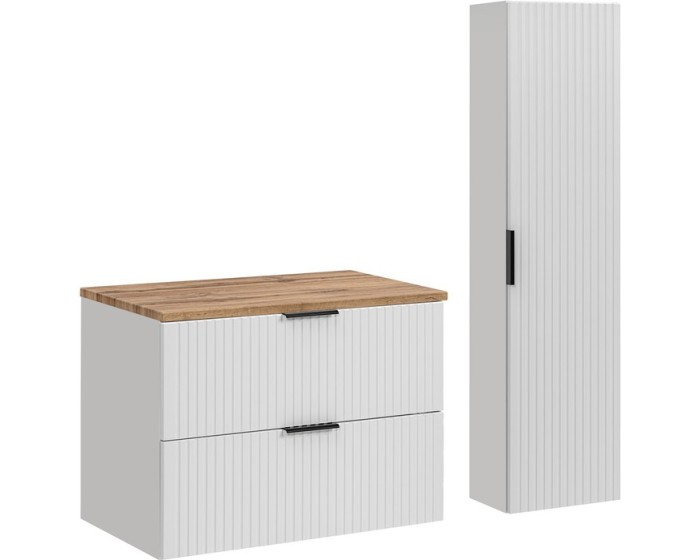 Koupelnová sestava Casad s deskou a skříňkami 80 cm bílá/dub wotan