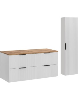 Koupelnová sestava Casad s deskou a skříňkami 120 cm bílá/dub wotan