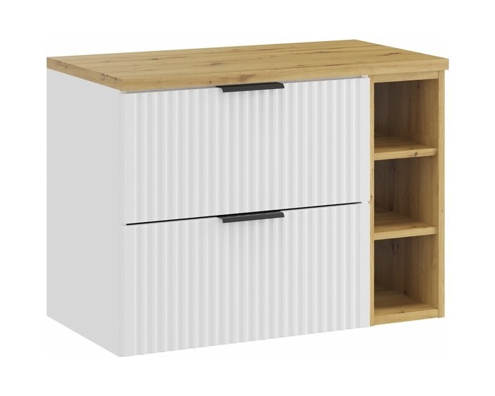 Závěsná skříňka pod umyvadlo Casad I s deskou 80 cm bílá/dub artisan