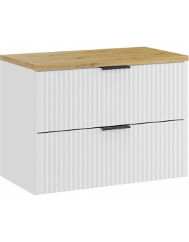 Závěsná skříňka pod umyvadlo Casad s deskou 80 cm bílá/dub artisan