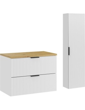 Koupelnová sestava Casad s deskou a skříňkami 80 cm bílá/dub artisan