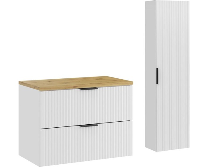 Koupelnová sestava Casad s deskou a skříňkami 80 cm bílá/dub artisan