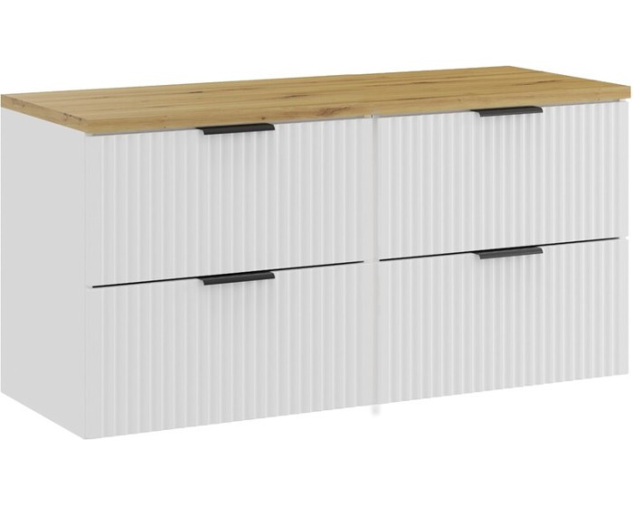 Závěsná skříňka pod umyvadlo Casad s deskou 120 cm bílá/dub artisan
