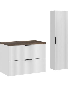 Koupelnová sestava Casad s deskou a skříňkami 80 cm bílá/dub santa fe vintage